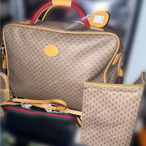 Vintage 80s Gucci Web Monogram Vinyl Canvas Travel Bag Set